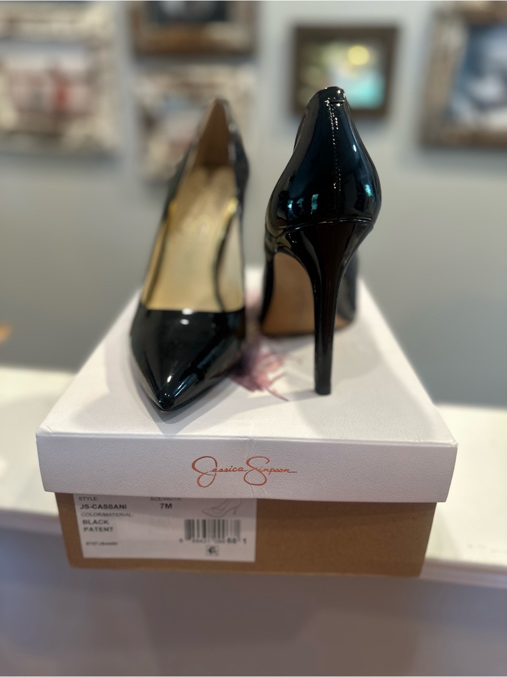 Jessica Simpson Black Patent Pointed Toe Stiletto Pumps